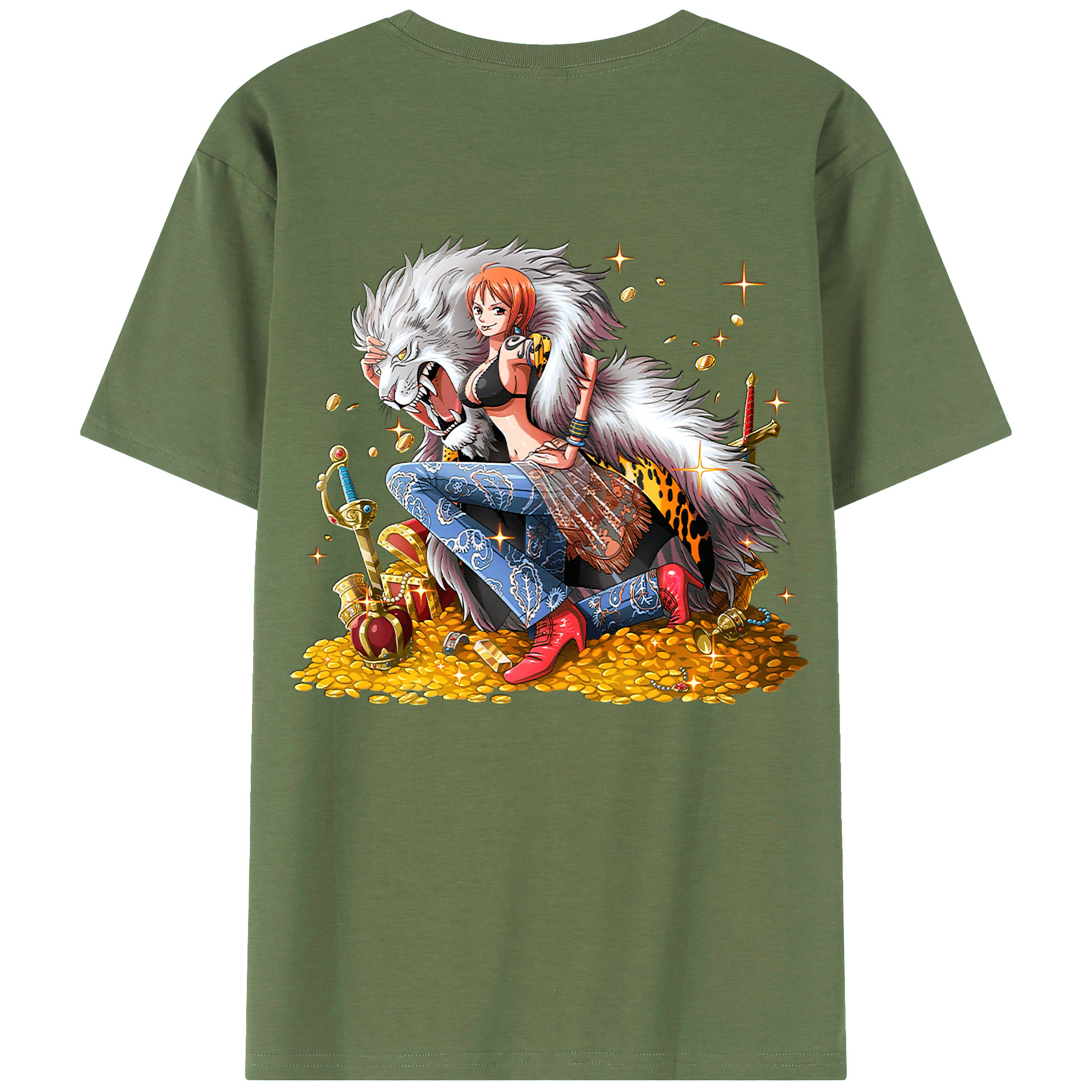 （画像用） ワンピース ナミ ONE PIECE Nami 綿100％ メンズ半袖Tシャツ（バックプリント） 通気性